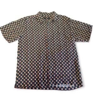 H&H black 100%‎ silk button up shirt